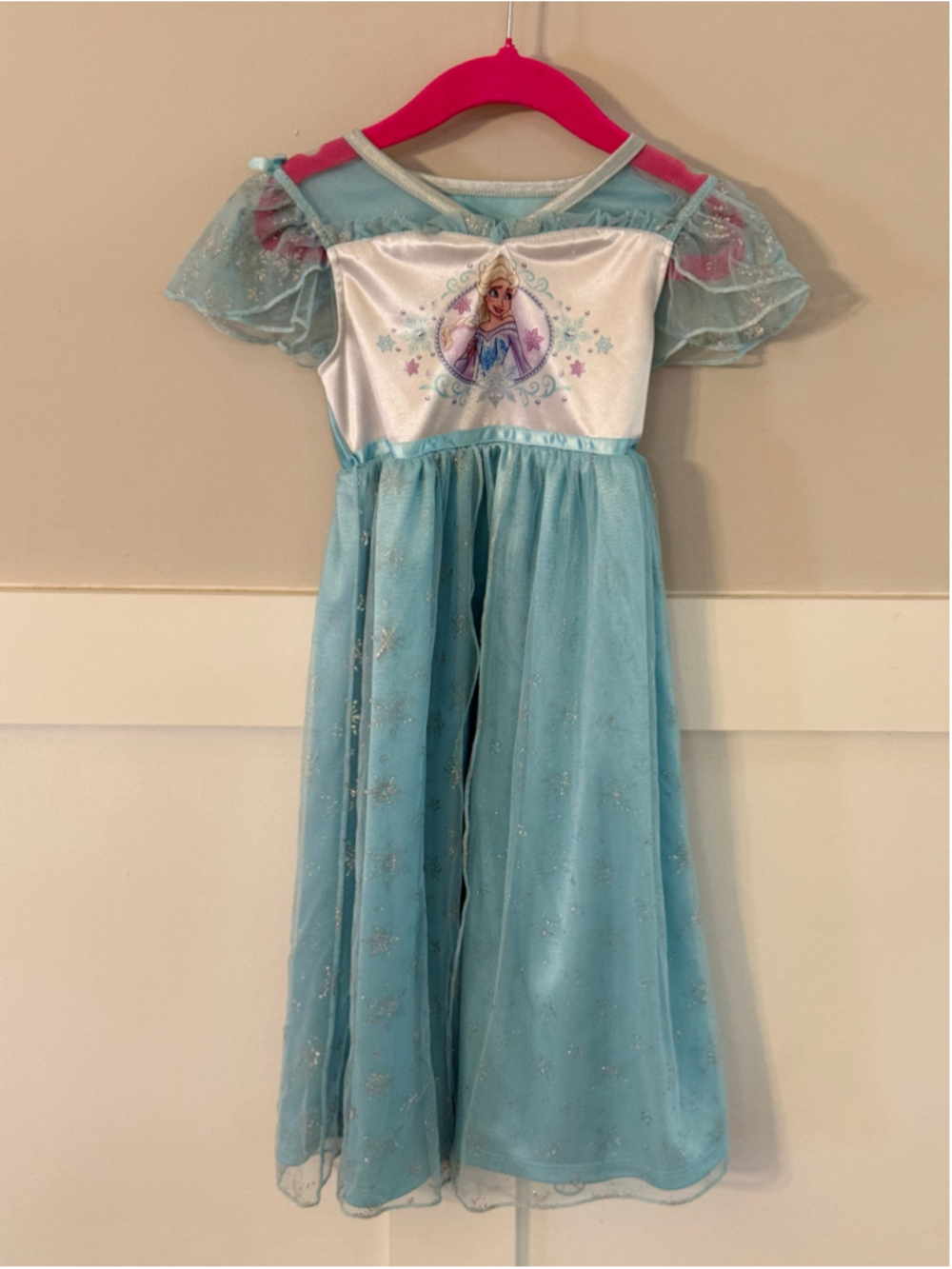 Disney Frozen Elsa Nightgown Girls Size 4T Blue Princess Sleep Gown
